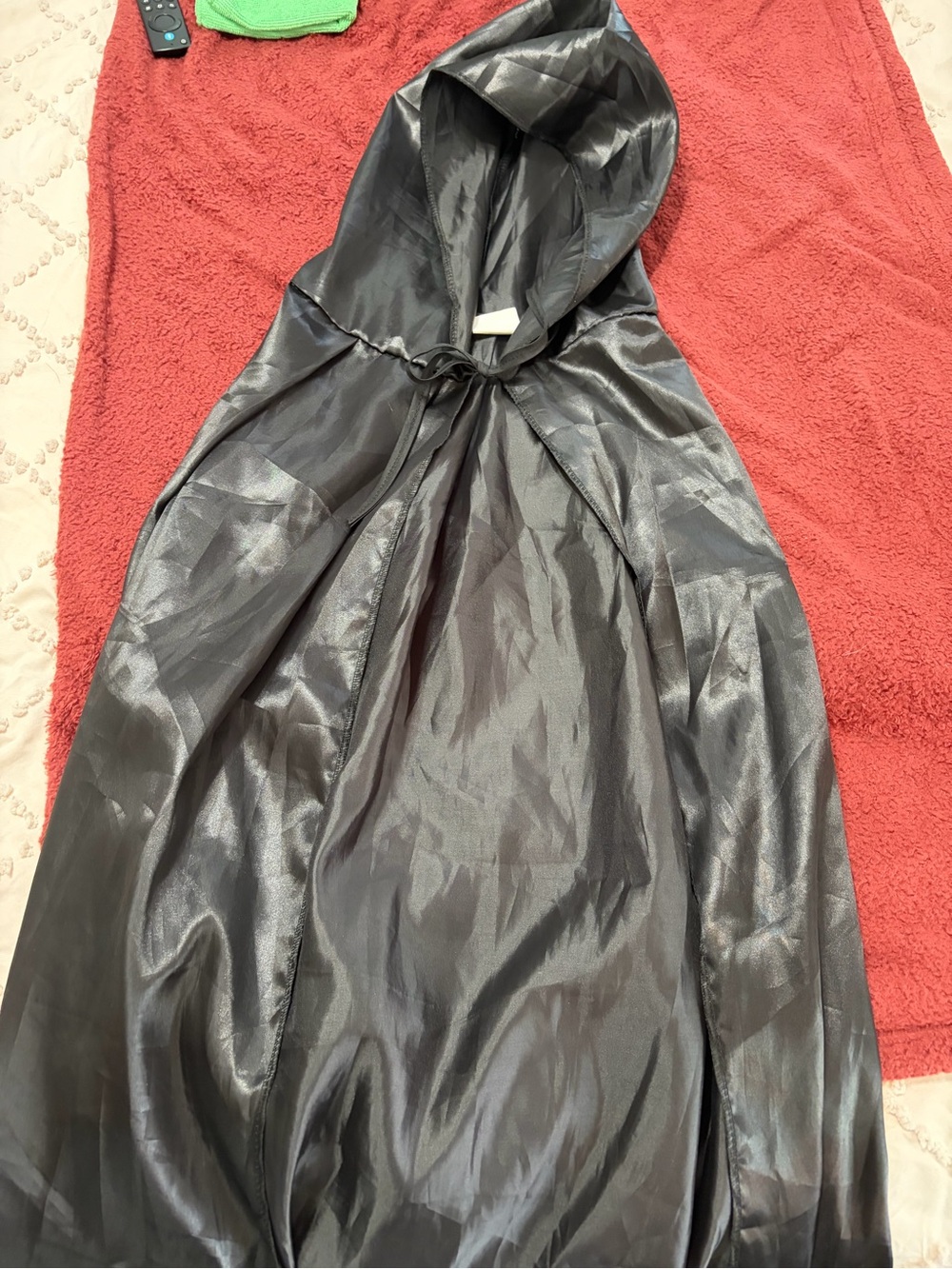 Black Hooded Satin Cape for halloweeen